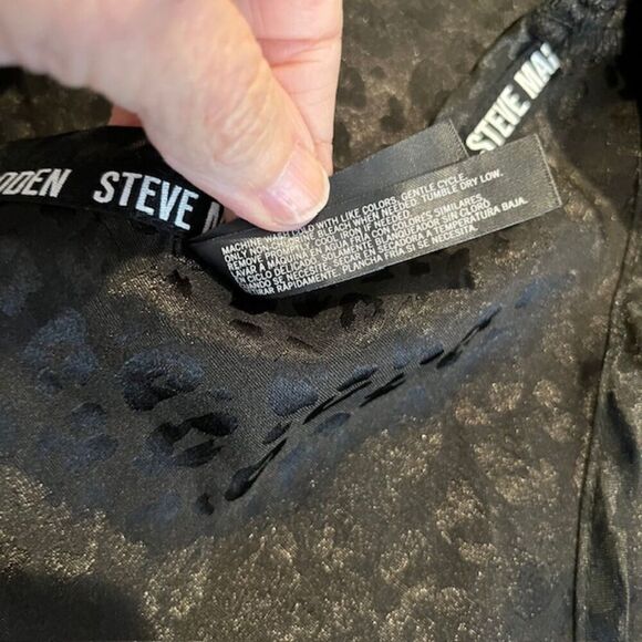 Steve Madden Leopard Print Racer Back Flowy Tank Black Print Stretchy Size XL - Picture 6 of 7